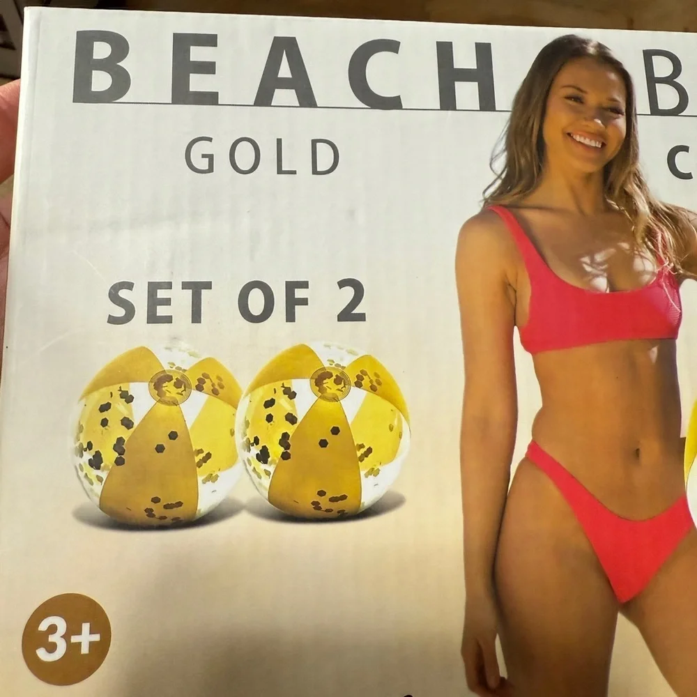 POZA Gold Confetti Beach Balls and Pool Tube Set BRAND NEW Swimming Pool Fun